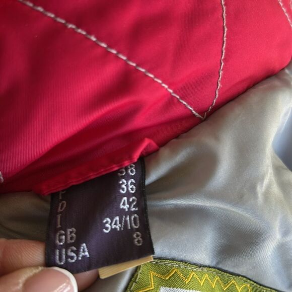 Red Ski Jacket with Silver Accents and Insulation - Picture 3 of 12